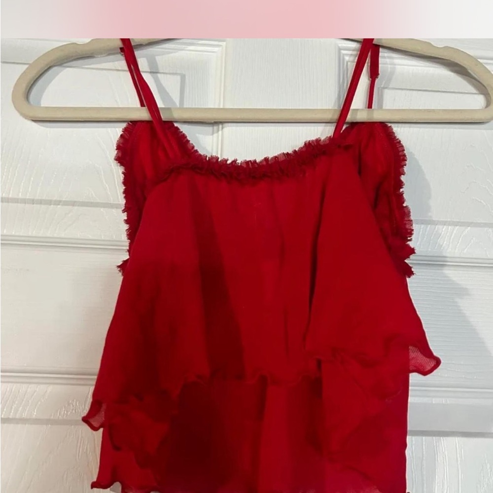 Red Ruffled Camisole Top - Picture 2 of 3